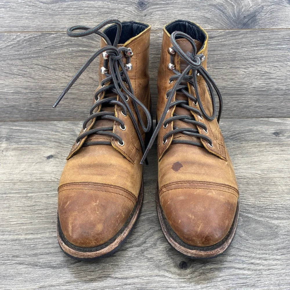 Thursday Boot Co Captain Boots Men Size 8 Brown Leather Cap Toe Lace Up Heritage